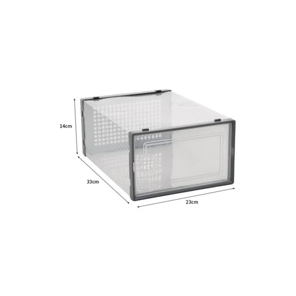 12 Pcs Grey Adjustable Stackable Plastic Shoe Storage Box Organiser 33cm (W) x 23cm (D) x 14cm (H)