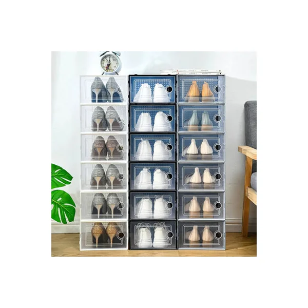 12 Pcs White Stackable and Foldable Plastic Transparent Shoe Storage Cabinets
