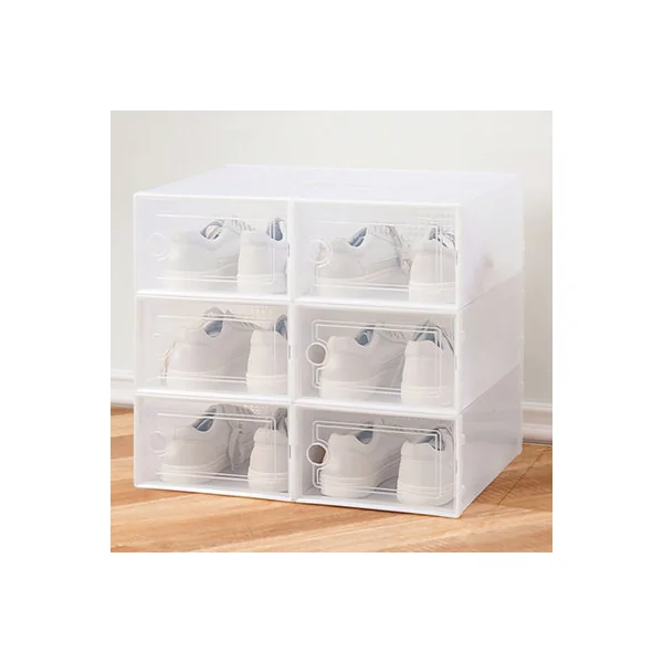 12 Pcs White Stackable and Foldable Plastic Transparent Shoe Storage Cabinets