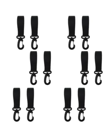 12pcs Black Rotatable Stroller Hanger Bag Hanging Hook | Polyester and Plastic Build, Fits Most Stroller Handles, for Nursery Bag Hanging and Walking