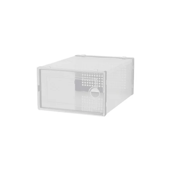 12Pcs White Adjustable Stackable Plastic Shoe Storage Box Organiser 33cm W x 23cm D x 14cm H