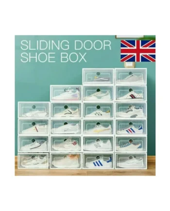 12x Plastic Shoe Storage Boxes Drawer Stackable Foldable Organiser.