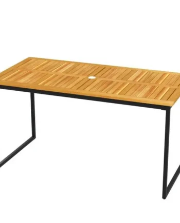 140 x 70cm Acacia Wood Dining Table for 6 People with Slatted Tabletop