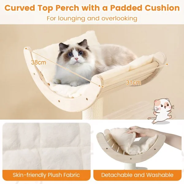 141cm Tall Wooden Cat Tree for Indoor Cats Solid Plywood Multi-Level Kitten Tower