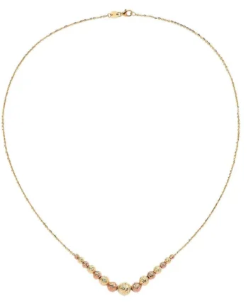 14ct Two Tone Gold Graduated Beaded Necklace
