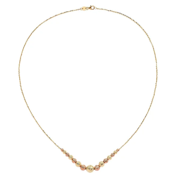 14ct Two Tone Gold Graduated Beaded Necklace