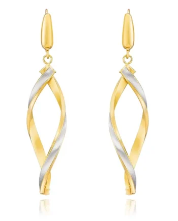 14ct Two Tone Gold Twisted Earrings
