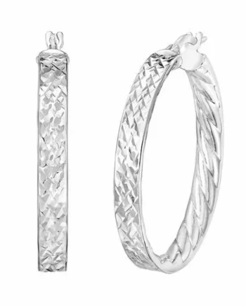 14ct White Gold Hoop Earrings