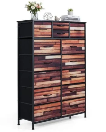 14-Drawer Dresser Tall Storage Chest with Metal Frame