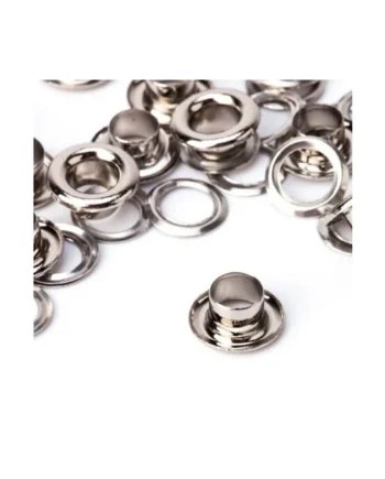 14mm Chrome Coated Brass Eyelets with Washers, Silver, 100pcs