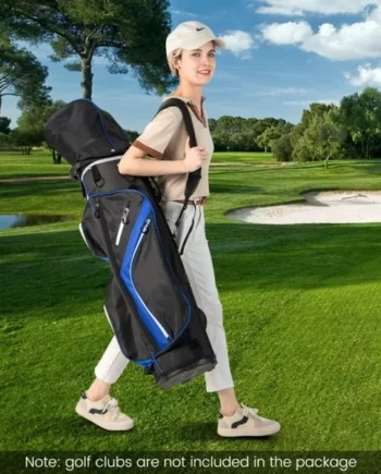 14-Way Golf Cart Bag with 9 Zippered Pockets and Cooler Bag