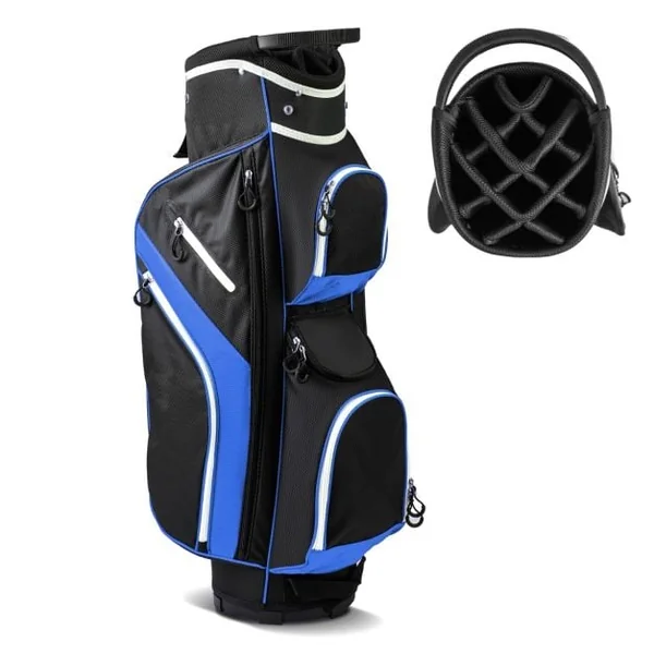 14-Way Golf Cart Bag with 9 Zippered Pockets and Cooler Bag
