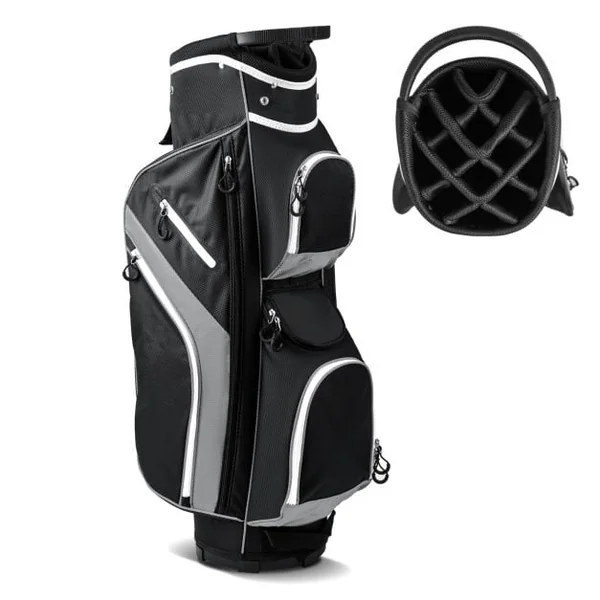 14-Way Golf Cart Bag with 9 Zippered Pockets and Cooler Bag
