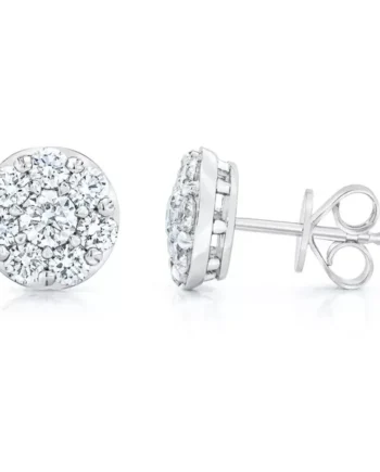 1.50ctw Round Brilliant Cut Diamond Stud Earrings, 14ct White Gold