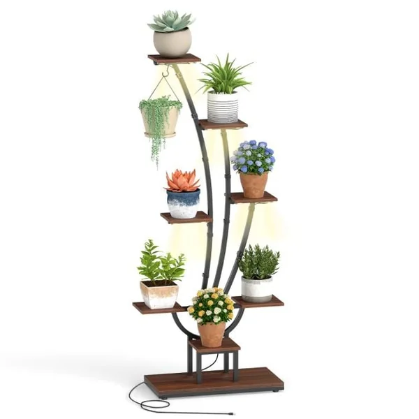 155CM Tall 8-Tier Corner Metal Plant Shelf for Multiple Plants