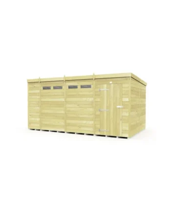 15 x 8 Feet Pent Security Shed - Single Door - Wood - L231 x W454 x H201 cm