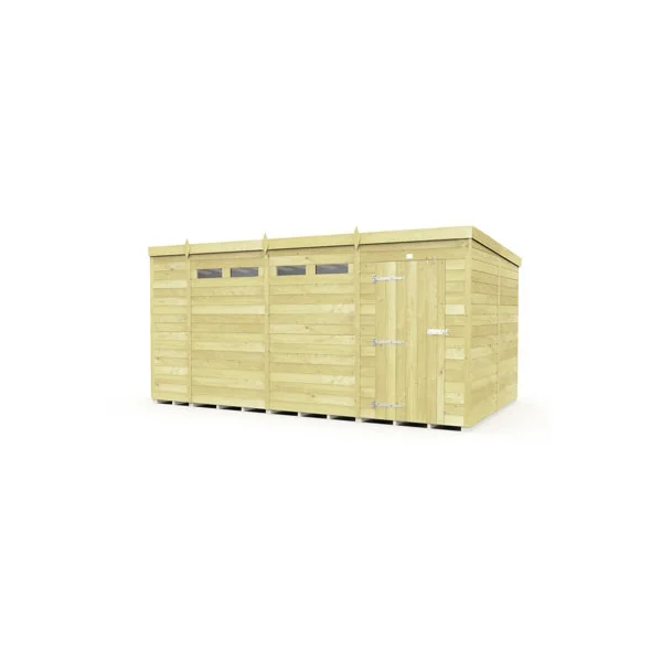 15 x 8 Feet Pent Security Shed - Single Door - Wood - L231 x W454 x H201 cm