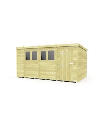 15 x 8 Feet Pent Shed - Single Door With Windows - Wood - L231 x W454 x H201 cm