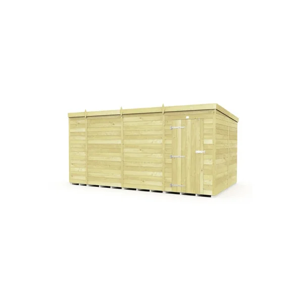 15 x 8 Feet Pent Shed - Single Door Without Windows - Wood - L231 x W454 x H201 cm