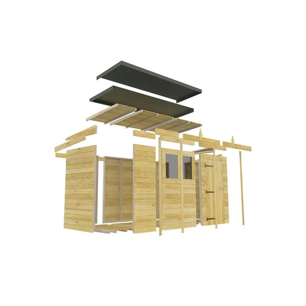 15 x 8 Feet Pent Shed - Single Door Without Windows - Wood - L231 x W454 x H201 cm
