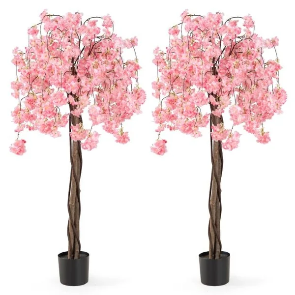 163CM Tall Artificial Cherry Blossom Tree with Flowers Set of 2