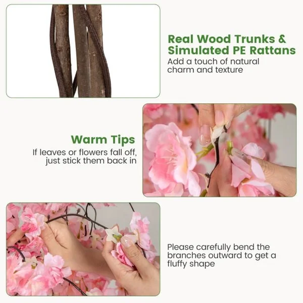 163CM Tall Artificial Cherry Blossom Tree with Flowers Set of 2