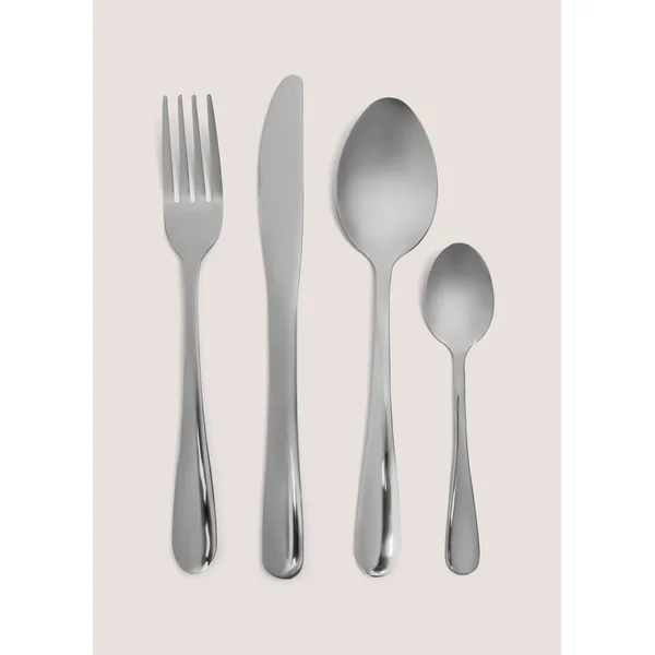16 Piece Black Cutlery Set