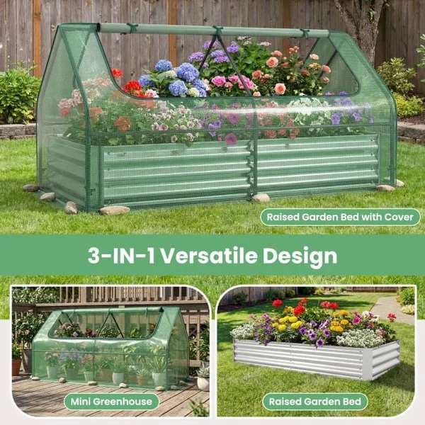 174 x 84 x 30 cm Raised Garden Bed with Cover