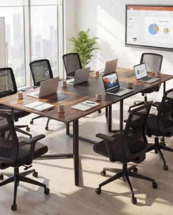 180 CM Conference Table with 2 Cable Grommets for Meeting Room Office
