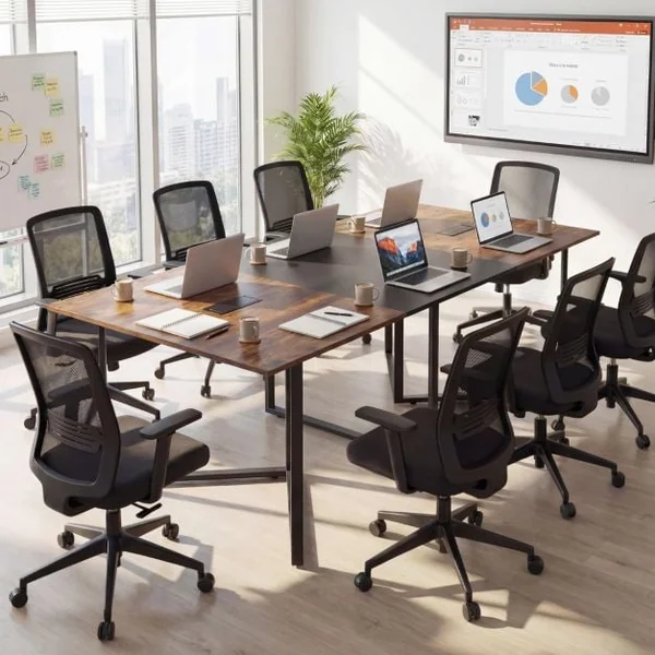 180 CM Conference Table with 2 Cable Grommets for Meeting Room Office
