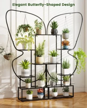 185 cm Tall Butterfly-Shaped 6-Tier Flowerpot Shelf