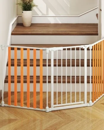 198 CM Extra Wide Configurable Baby Gate 3-Panel Indoor Wood Metal Pet Gate