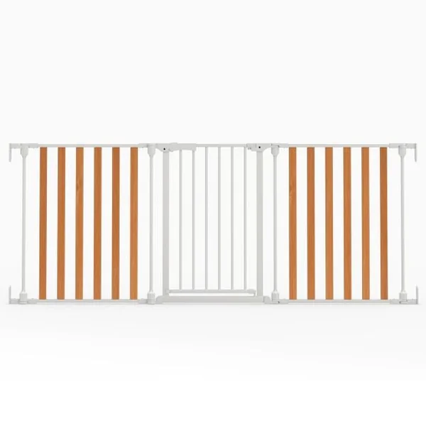 198 CM Extra Wide Configurable Baby Gate 3-Panel Indoor Wood Metal Pet Gate