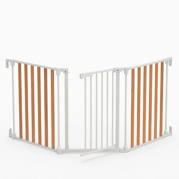 198 CM Extra Wide Configurable Baby Gate 3-Panel Indoor Wood Metal Pet Gate