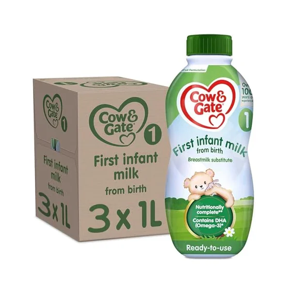 1L Cow & Gate 1 Ready To Feed First Infant Milk Suitable From Birth Pack of 3
