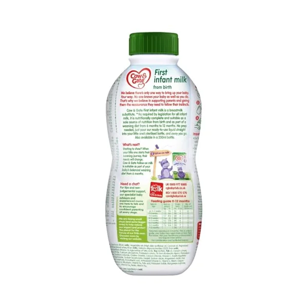 1L Cow & Gate 1 Ready To Feed First Infant Milk Suitable From Birth Pack of 3