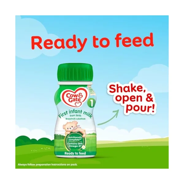 1L Cow & Gate 1 Ready To Feed First Infant Milk Suitable From Birth Pack of 3