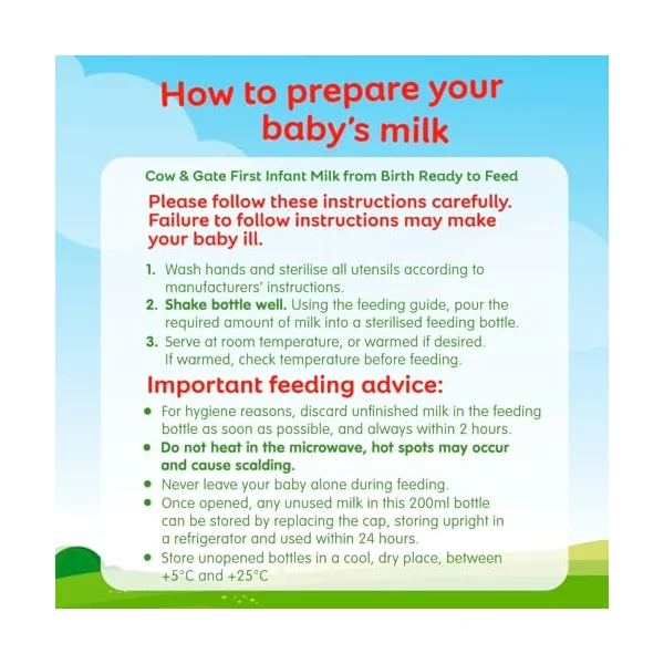 1L Cow & Gate 1 Ready To Feed First Infant Milk Suitable From Birth Pack of 3