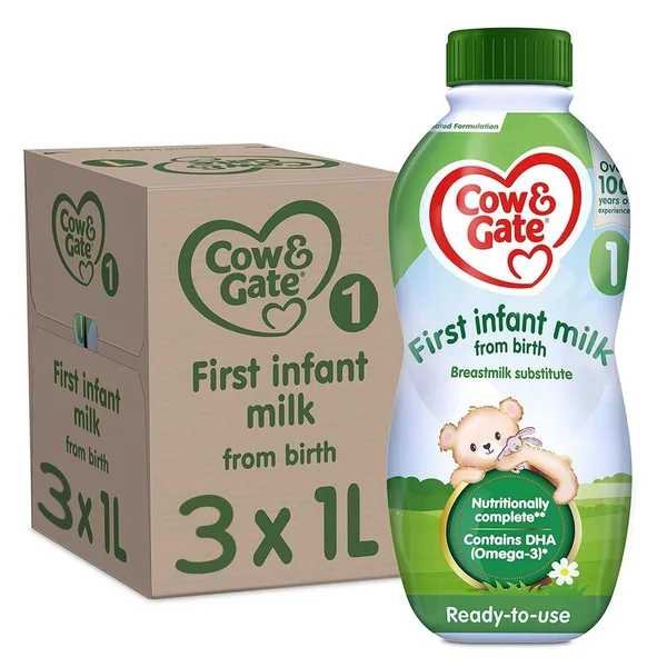 1L Cow & Gate 1 Ready To Feed First Infant Milk Suitable From Birth Pack of 3