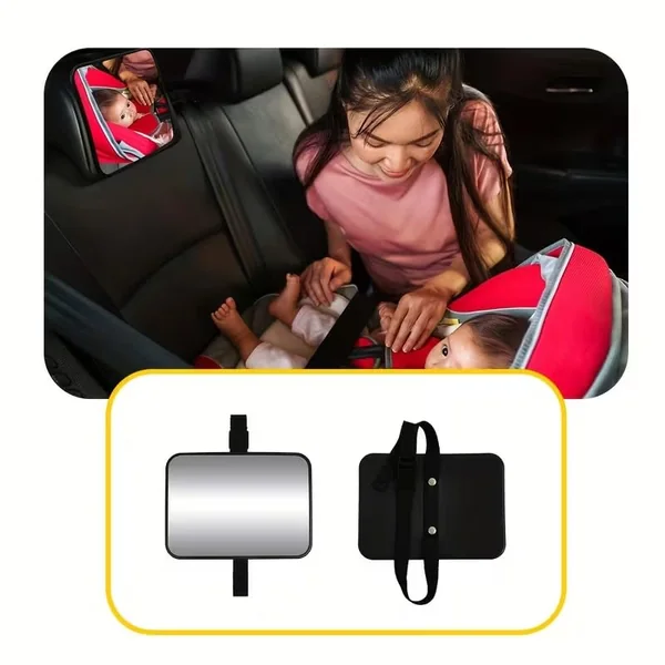 1PC A Rear-Facing Infant Car Mirror That Is Crash-Tested And Shatter-Resistant, Providing a Broad And Clear View., Square