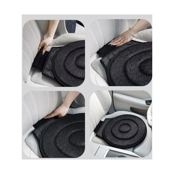 1PCS 360° rotating car seat cushion for Mk7 Mk8 Mk9, | 360° swivel, breathable fabric seat cushion, non-slip base, portable mobility aid cushion