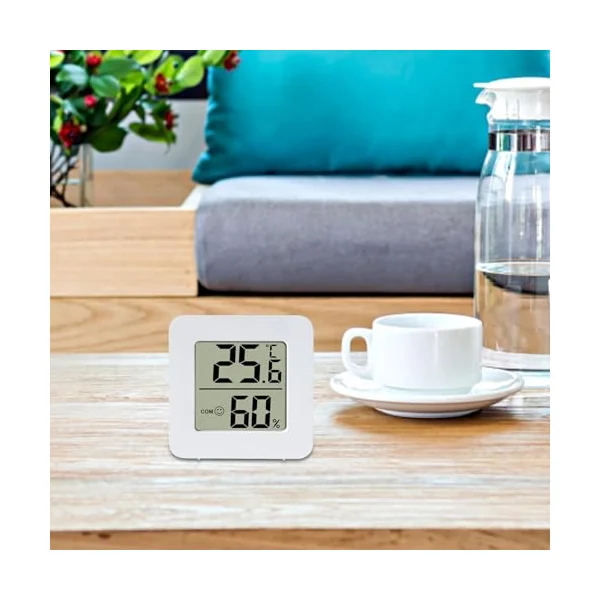 2026 Precision Hygrometer for Indoor Use with Comfort Display, Temperature Measurement Function for Room Climate Monitoring (White, 4.5 x 4.5 cm)