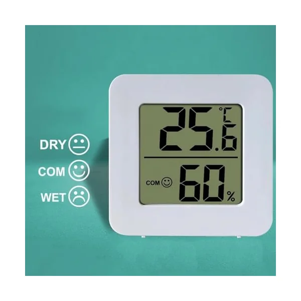 2026 Precision Hygrometer for Indoor Use with Comfort Display, Temperature Measurement Function for Room Climate Monitoring (White, 4.5 x 4.5 cm)