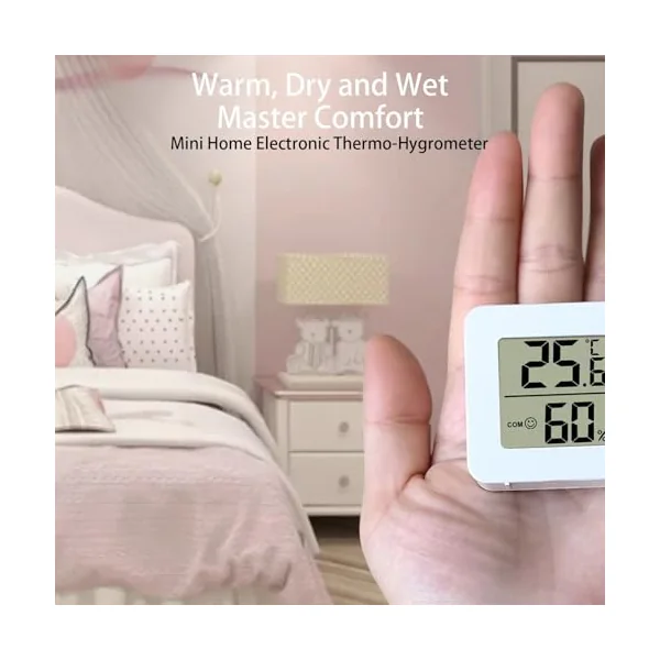 2026 Precision Hygrometer for Indoor Use with Comfort Display, Temperature Measurement Function for Room Climate Monitoring (White, 4.5 x 4.5 cm)