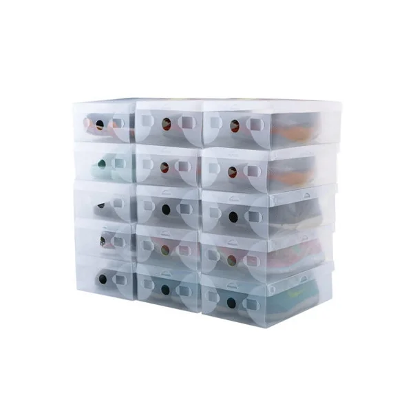 20 Clear Plastic Stackable Shoe Organizer Boxes with Lids, Durable and Waterproof