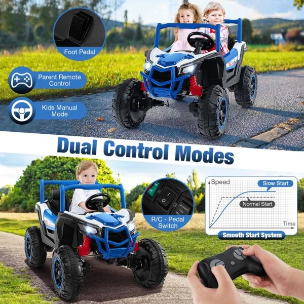 24V 2-Seater Ride On UTV for Kids 4WD/2WD Switchable with Remote & Music