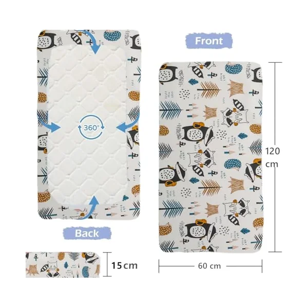 2 Pack Baby Cot Bed Fitted Sheets 120 x 60 Cotton Toddler Bed Sheets | Soft Hypoallergenic Kid Boy Girl Bed Sheet Fully Elasticated Skirt Breathable Easy Care - Junior Bed Sheets Animal