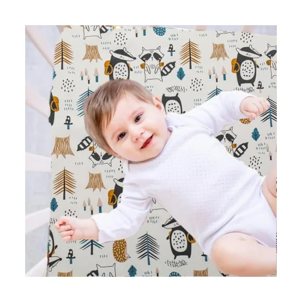 2 Pack Baby Cot Bed Fitted Sheets 120 x 60 Cotton Toddler Bed Sheets | Soft Hypoallergenic Kid Boy Girl Bed Sheet Fully Elasticated Skirt Breathable Easy Care - Junior Bed Sheets Animal