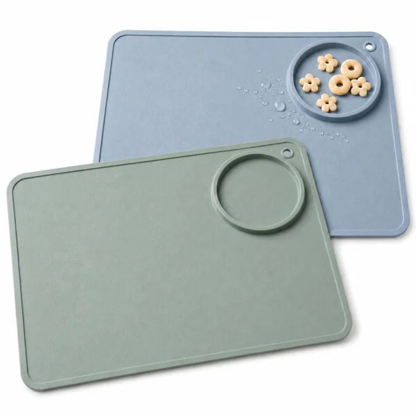 2 Pack Baby Silicone Mat,Seposeve Baby Placemats, Activity Mat for Infants to Toddlers, Keeps Babies Essentials Off the Floor, Green Blue
