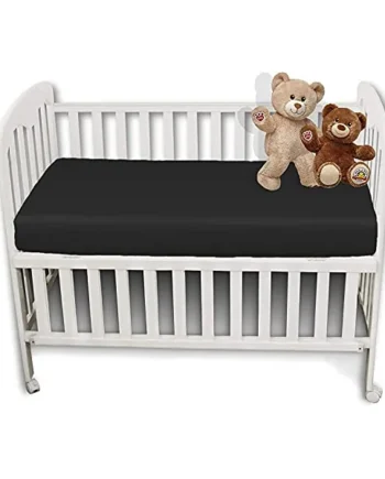 2 Pack Cot Bed Anti-Allergy, Breathable, Easy Care Fitted Sheets for Babies, Toddlers and Nurseries (Black, Cot Bed - 60CM x 120CM)